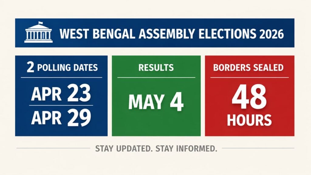West Bengal Assembly Elections 2026 key dates including polling, results and border sealing